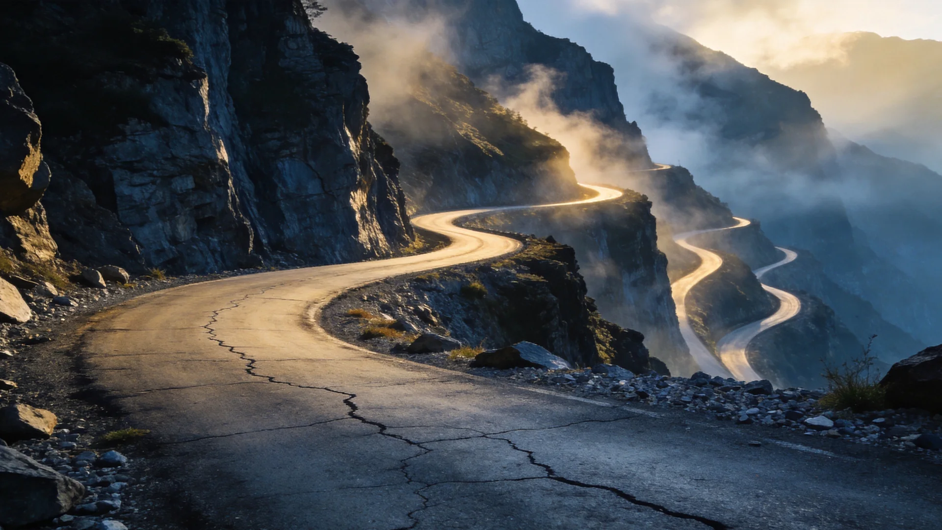 晨光中的盘山公路